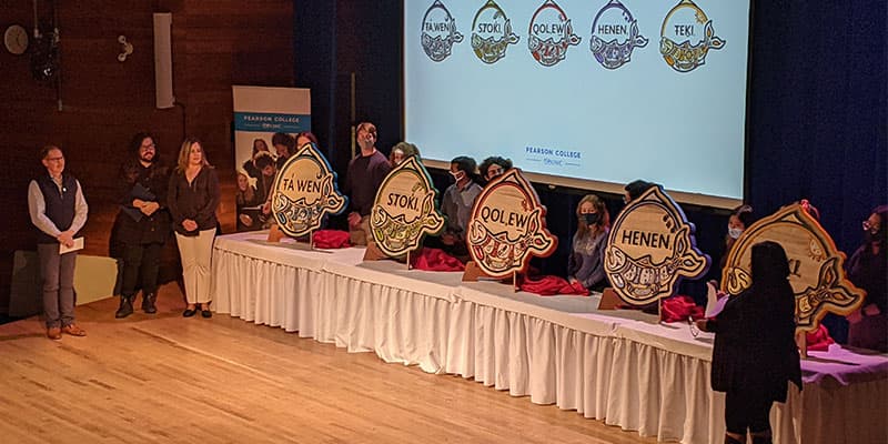 Sc’ianew First Nation Gifts SENĆOŦEN Language names, Artwork for Pearson Student Residences