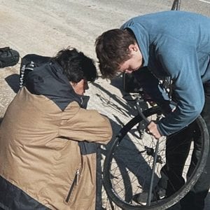 Fixing a bike puncture