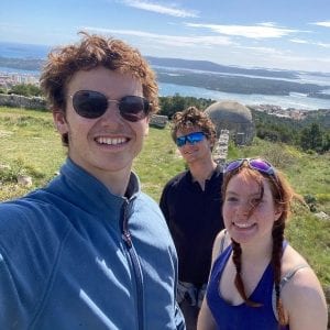 Liam and his friend posing for a selfie during the bike trip